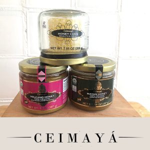 Ceimayá Combo Pack of 3 Honey Jars - Honeycomb, Mayan Honey, Volcano Honey